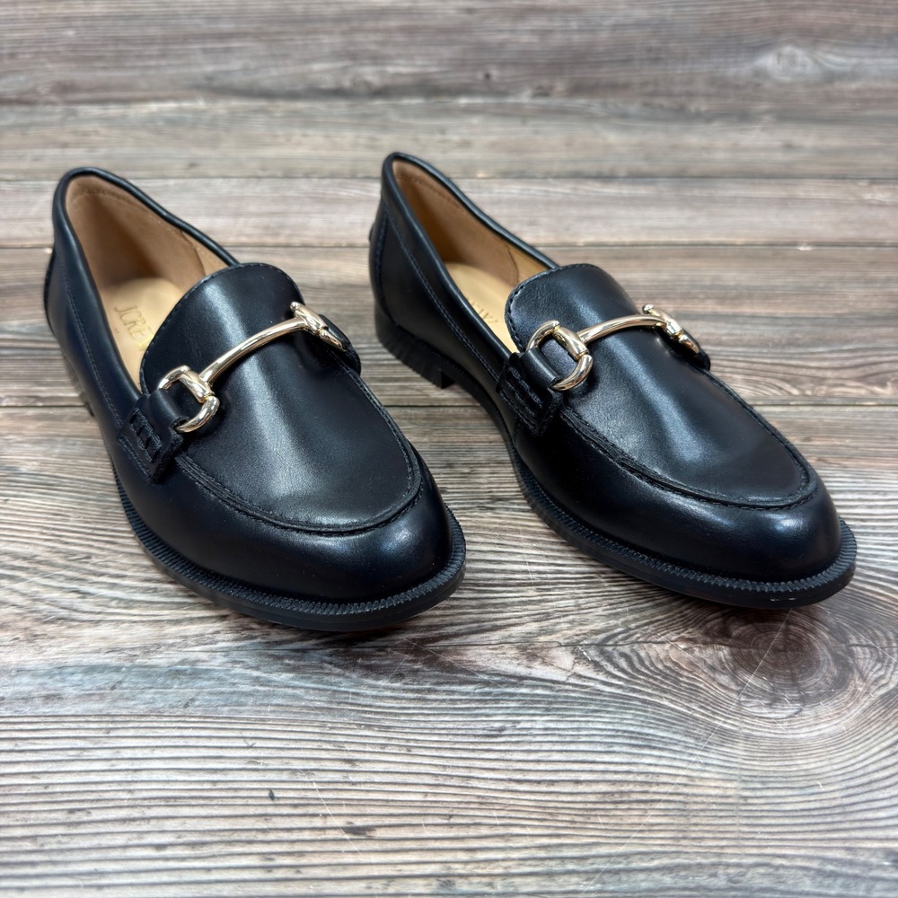 J.Crew Womens Size 6 Bit Loafers Black Gold Hardware CL383 Preppy Try On Wear